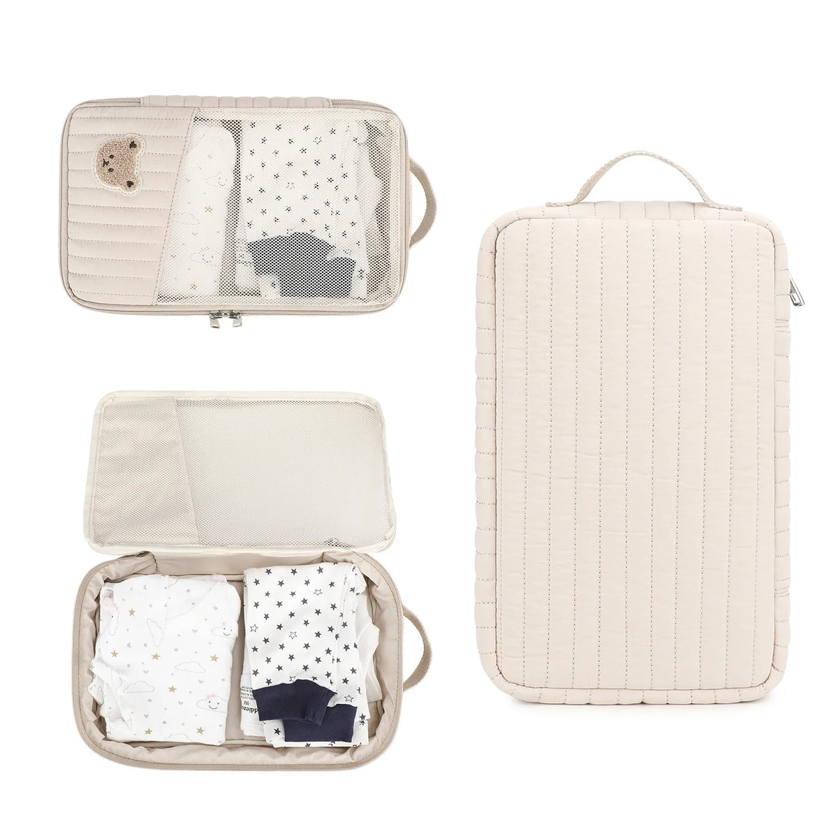 Sac à couches mignon pour poussette, sac suspendu, rangement séparé pour vêtements et couches de bébé, sac de rangement pour changement et lavage de voyage