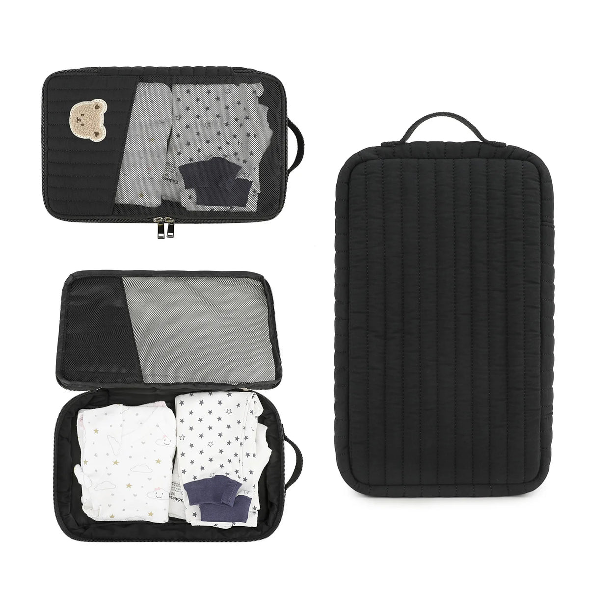 Sac à couches mignon pour poussette, sac suspendu, rangement séparé pour vêtements et couches de bébé, sac de rangement pour changement et lavage de voyage